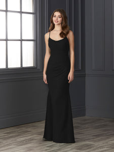 Chiffon Cowl Neckline Mermaid Gown In Black