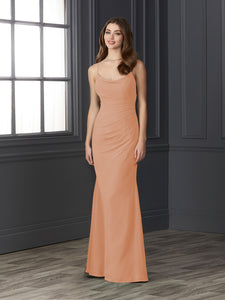 Chiffon Cowl Neckline Mermaid Gown In Cantaloupe