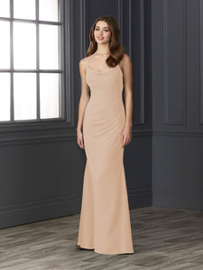 Chiffon Cowl Neckline Mermaid Gown In Blush Pink