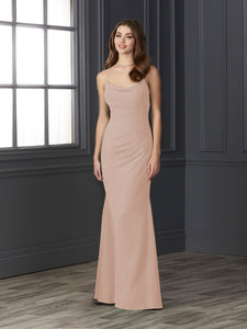 Chiffon Cowl Neckline Mermaid Gown In Frost Rose