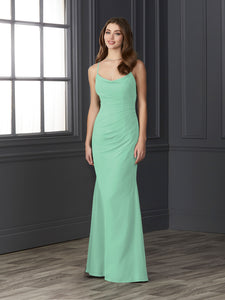 Chiffon Cowl Neckline Mermaid Gown In Aqua