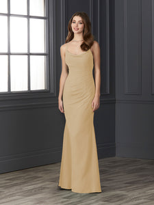 Chiffon Cowl Neckline Mermaid Gown In Champagne