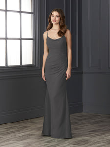 Chiffon Cowl Neckline Mermaid Gown In Charcoal