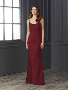Chiffon Cowl Neckline Mermaid Gown In Claret