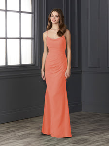 Chiffon Cowl Neckline Mermaid Gown In Coral