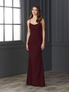 Chiffon Cowl Neckline Mermaid Gown In Mahogany