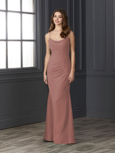 Chiffon Cowl Neckline Mermaid Gown In Mauve
