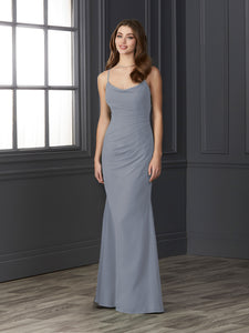 Chiffon Cowl Neckline Mermaid Gown In Misty Blue