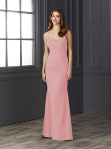 Chiffon Cowl Neckline Mermaid Gown In Prima Pink