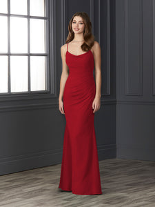 Chiffon Cowl Neckline Mermaid Gown In Red