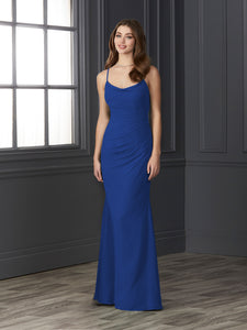 Chiffon Cowl Neckline Mermaid Gown In Royal
