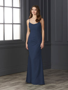 Chiffon Cowl Neckline Mermaid Gown In Sapphire
