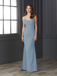 Chiffon Cowl Neckline Mermaid Gown In Sky Blue