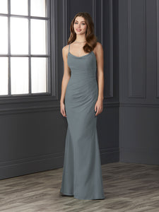 Chiffon Cowl Neckline Mermaid Gown In Slate