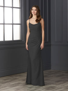 Chiffon Cowl Neckline Mermaid Gown In Smoke