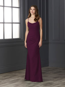 Chiffon Cowl Neckline Mermaid Gown In Sangria