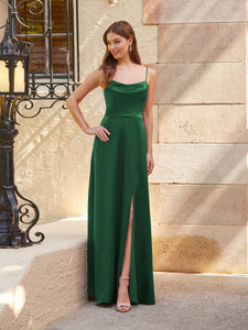 Draped A-Line Gown In Hunter Green