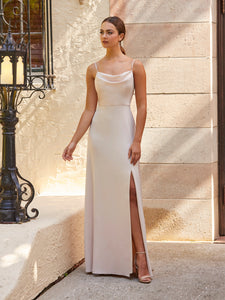 Draped A-Line Gown In Latte