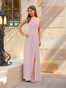 Draped A-Line Gown In Rose