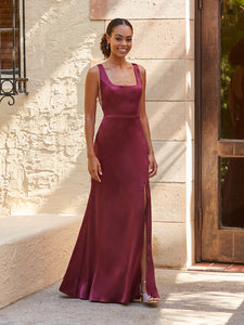 Satin A-Line Gown In Mahogany