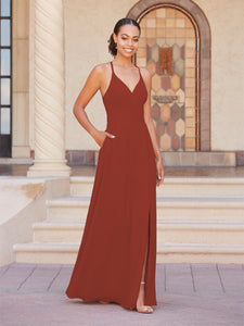 Faux Wrap A-Line Gown In Autumn