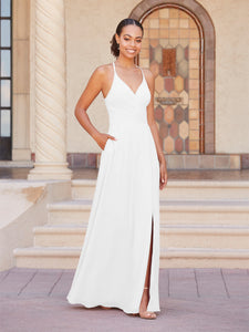 Faux Wrap A-Line Gown In Ivory