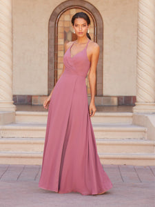 Faux Wrap A-Line Gown In Mauve