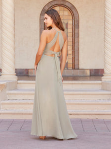 Faux Wrap A-Line Gown In Sage