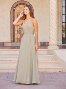 Faux Wrap A-Line Gown In Sage