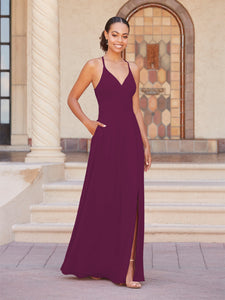 Faux Wrap A-Line Gown In Sangria