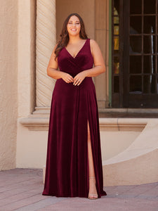 Faux Wrap A-Line Gown In Mahogany