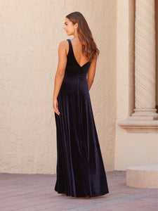 Faux Wrap A-Line Gown In Navy