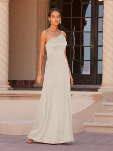 One-Shoulder A-Line Gown In Latte