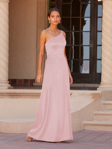 One-Shoulder A-Line Gown In Rose