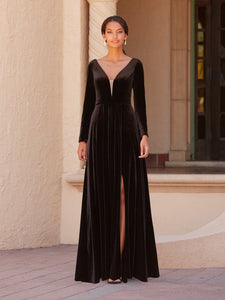 Velvet A-Line Gown In Black
