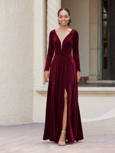 Velvet A-Line Gown In Mahogany