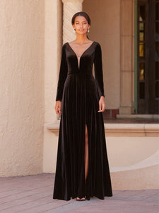 Velvet A-Line Gown In Suede