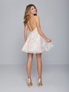 Sequin Halter Neck Short Dress In Pastel Pink