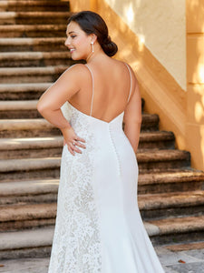 Lace And Crepe Sweetheart Neck Fit-And-Flare Gown In Ivory Hazelnut