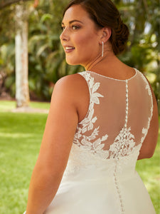 Beaded Lace And Mikado Gown In Ivory