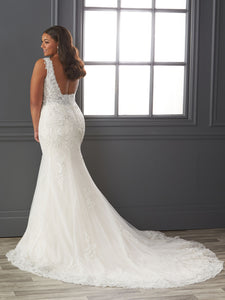 Lace And Sparkle Tulle Fit-And-Flare Gown In Ivory Almond Nude Silver