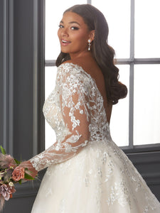 Lace And Sparkle Tulle Ball Gown With Detachable Sleeves In Ivory Pale Blush Nude Silver