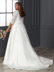 Lace And Mikado A-Line Gown In Ivory