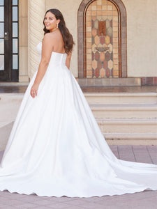 Strapless Mikado A-Line Gown With Cathedral Train In Ivory