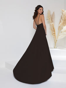 Pleated A-Line Gown With Lace-Up Back In Black