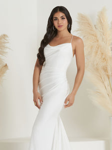 Cowl Neck Sheath Gown In Ivory