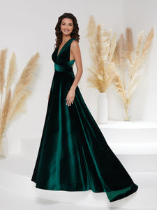 Tie Panel A-Line Gown In Emerald