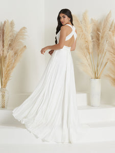 Tie Panel A-Line Gown In Ivory