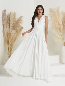 Tie Panel A-Line Gown In Ivory