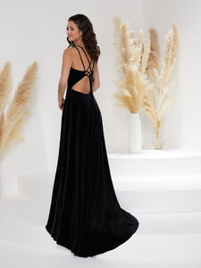 Double Spaghetti Strap A-Line Gown In Black